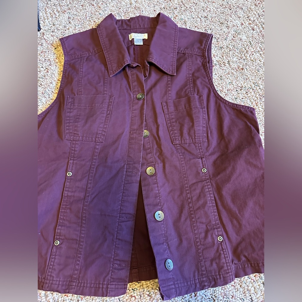 Christopher & Banks Cotton Vest With Two Pockets Size Large